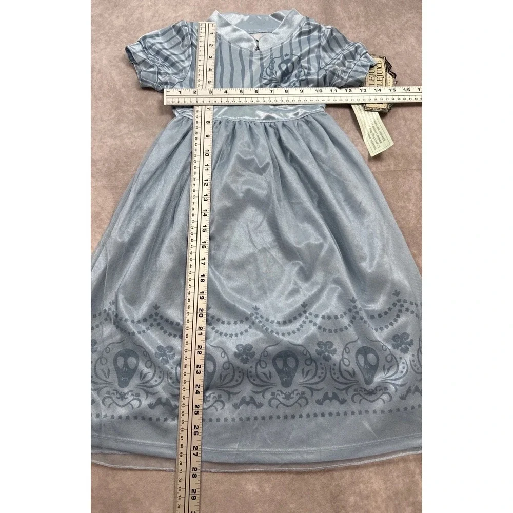 NWT Beetlejuice Nightgown Dress Up  Kids Girl's Sz Xs 4/5   Blue‎ Skull Print
